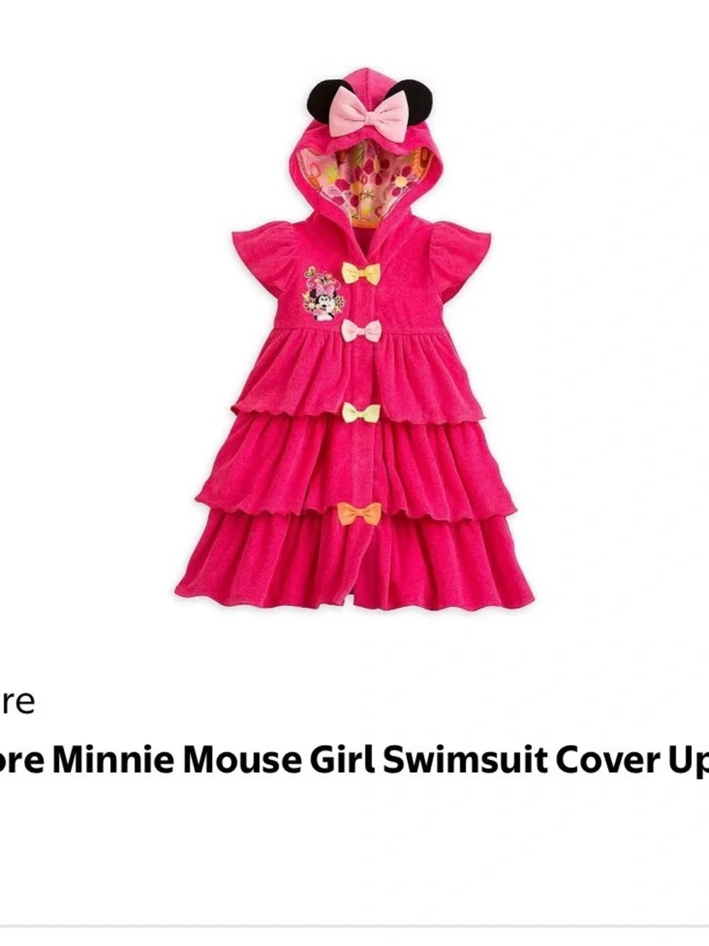Disney Minnie Mouse Pink Hooded Tiered Swim Towel with Bows